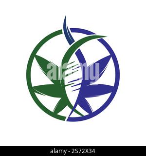 Cannabis and DNA vector logo design. Cannabis biotech DNA logo. Stock Vector