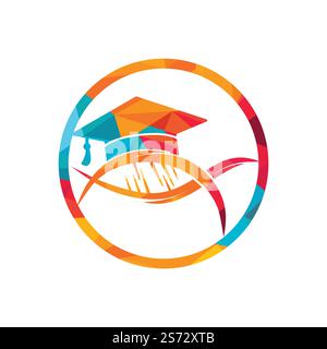DNA graduation vector logo design. Science school vector logo concept. Stock Vector