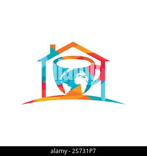 Creative Coffee cup with globe map vector logo design template. Stock Vector