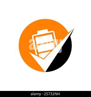 Battery check mark vector logo design template. Vector illustration of check list battery logo icon template. Stock Vector