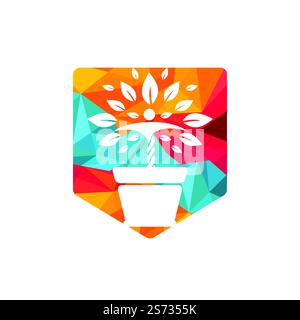 Flower pot and Human plant logo. Growth vector logo. Spa wellness logo ...