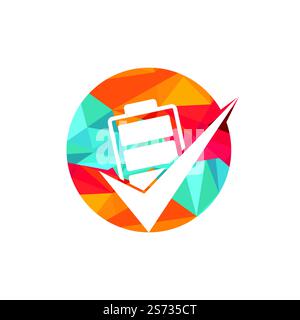 Battery check mark vector logo design template. Vector illustration of check list battery logo icon template. Stock Vector