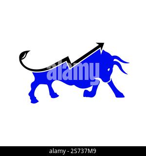 Financial bull logo design. Trade Bull Chart, finance logo. Economy finance chart bar business productivity logo icon. Stock Vector
