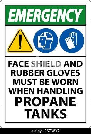 Emergency PPE Required When Handling Propane Tanks Sign Stock Vector