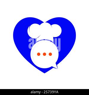 Chef talk vector logo design. Illustration of hat cooker and chat symbol. Stock Vector