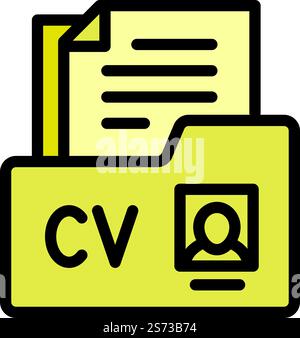 Cv folder icon outline vector. Search candidate. Online career. Cv folder icon outline vector. Search candidate Stock Vector