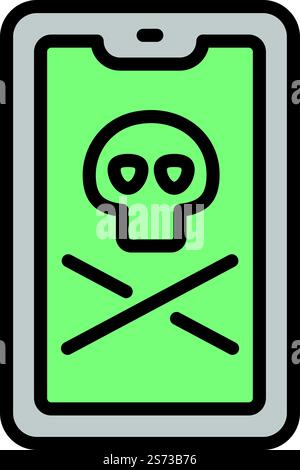 Smartphone cyber attack icon outline vector. Data internet. Computer fraud. Smartphone cyber attack icon outline vector. Data internet Stock Vector
