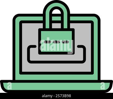 Lock laptop icon outline vector. Fraud dos. Security computer. Lock laptop icon outline vector. Fraud dos Stock Vector