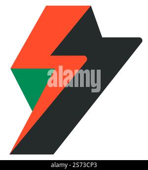 Zigzag geometric shape, isolated icon of flash sign. Electricity danger, thunderstorms and powerful energy logo or sticker. Voltage or battery charge label. Bright strike thunder, vector in flat style. Flash sign, zigzag geometric shape or symbols Stock Vector