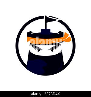 Castle ninja vector logo design template. Stock Vector