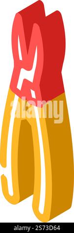 chain nose pliers isometric icon vector. chain nose pliers sign. isolated symbol illustration. chain nose pliers isometric icon vector illustration Stock Vector