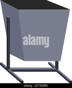 Metal garbage bin with base, isolated park or garden exterior design elements. Traditional container for throwing litter, bucket for rubbish and waste outdoors. Vector in flat style illustration. Traditional metal bucket for garbage park vector Stock Vector