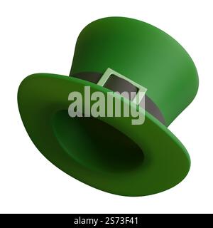 Saint Patrick Day leprechaun green hat isolated on white. St Patrick holiday celebration. 3d render Stock Photo