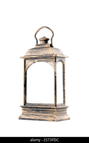 Old style retro empty lantern isolated on white background with clipping path Stock Photo