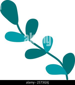 Leaves and foliage, isolated twigs and branches of plants or bushes for decoration of greeting cards. Botany and nature decor, summer and spring seasonal blooming and flora. Vector in flat style. Foliage and leaves, branch of plant or wildflower Stock Vector