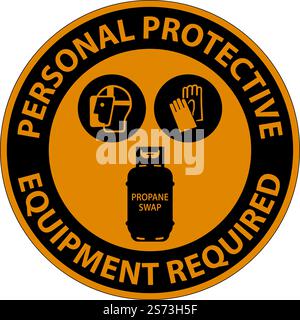 Propane Personal Protective Equipment Required Floor Sign Stock Vector