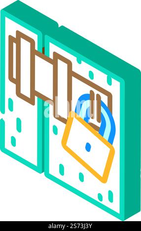 door padlock isometric icon vector. door padlock sign. isolated symbol illustration. door padlock isometric icon vector illustration Stock Vector