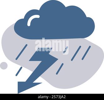 Clouds rain thunderstorm bad weather icon set isolated on white ...