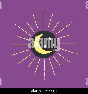 Natural phenomena, isolated eclipse of sun and crescent moon with moonlight and sunlight. Tarot magic cards and symbols of witchcraft and sorcery, fortune telling seeing future. Vector in flat style. Magic cards, sun and moon eclipse phenomena vector Stock Vector