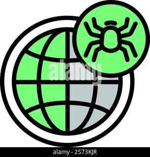Global bug icon outline vector. Cyber attack. Crime protect. Global bug icon outline vector. Cyber attack Stock Vector