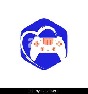 Love games vector logo design template. Vector illustration of a combination of a heart with a game joystick. Stock Vector