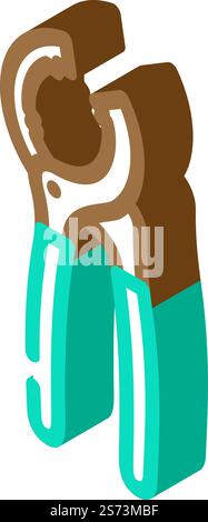 oil filter pliers isometric icon vector. oil filter pliers sign. isolated symbol illustration. oil filter pliers isometric icon vector illustration Stock Vector