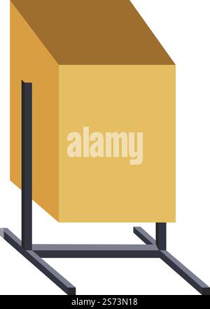 Outdoors furniture for park or garden exterior design. Isolated simple metal garbage bin for throwing away litter and discharge. Disposal and rubbish container for outside. Vector in flat style. Simple metal garbage bin outdoors park or garden Stock Vector