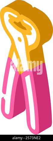 nail puller pliers isometric icon vector. nail puller pliers sign. isolated symbol illustration. nail puller pliers isometric icon vector illustration Stock Vector