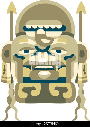 Maya aztec totem isolated elements. Signs idols of south america, eagle ...