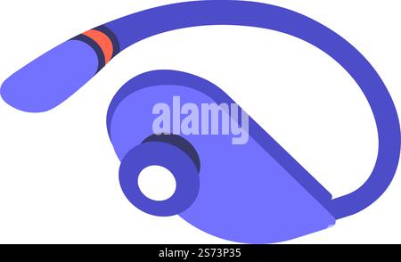Wireless headphones with bluetooth technology, comfortable accessories for jogging and doing sports. Earbuds for one ear, entertainment and fun. Smart electronic devices. Vector in flat style. Modern headphone, bluetooth technology earbuds Stock Vector