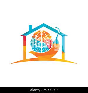 Chili brain vector logo design template. Spicy intelligence logo design concept. Stock Vector