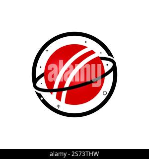 Cricket planet vector logo design. Stock Vector
