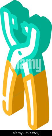 eyelet pliers isometric icon vector. eyelet pliers sign. isolated symbol illustration. eyelet pliers isometric icon vector illustration Stock Vector