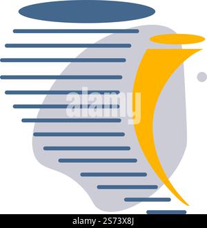 Weather and meteorology icon, isolated abstract sign showing the temperature rise, risk of tornado or storm. Isolated forecast icon with lines and intensity power of cataclysm. Vector in flat style. Stormy weather icon, meteorology, and climate Stock Vector