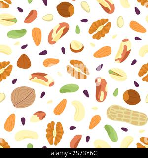 Nuts and seeds mix seamless pattern set isolated vector illustration ...