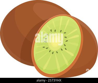 Kiwi fruit icon cartoon vector. Green fruit. Tropical kiwi. Kiwi fruit icon cartoon vector. Green fruit Stock Vector