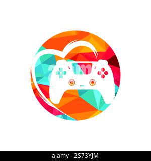 Love games vector logo design template. Vector illustration of a combination of a heart with a game joystick. Stock Vector