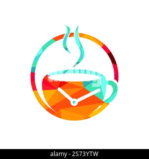 Coffee time vector logo design. Coffee cup time clock concept design. Stock Vector