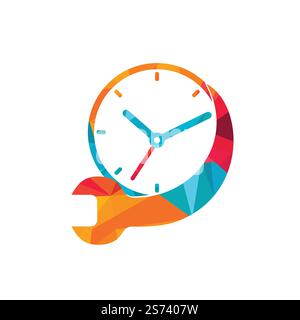 Service time vector logo design. Repair time logo design template. Stock Vector