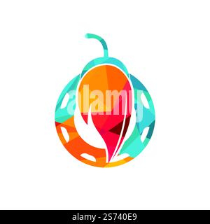 Chili hot and spicy food vector logo design inspiration. Chili pepper with gear icon vector logo template. Stock Vector