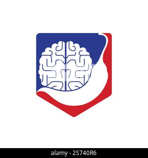 Chili brain vector logo design template. Spicy intelligence logo design concept. Stock Vector