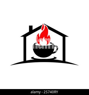 Hot coffee vector logo design template. Stock Vector