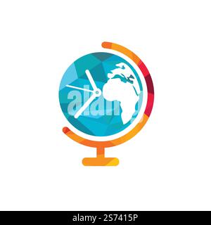 Time world vector logo design template. Time planet symbol or icon. Stock Vector