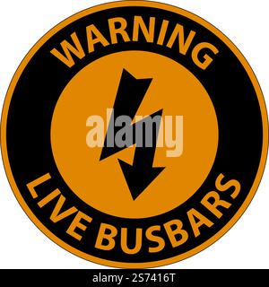 Warning Live Busbars Sign On White Background Stock Vector