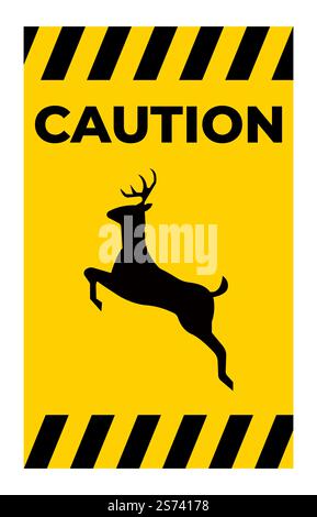 Deer Crossing Sign On White Background Stock Vector