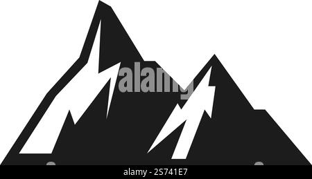 Mountain peak icon. Simple black landscape. Everest logo isolated on white background. Mountain peak icon. Simple black landscape. Everest logo Stock Vector