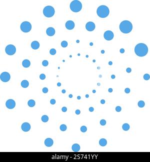 Concentric dot circles. Round dotted spiral illusion isolated on white background. Concentric dot circles. Round dotted spiral illusion Stock Vector