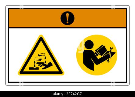 Warning Chemical Hazard Read Technical Manual Before Servicing Symbol Sign On White Background Stock Vector