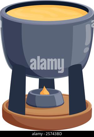 Fondue pot icon cartoon vector. Cheese food. Dinner dish. Fondue pot icon cartoon vector. Cheese food Stock Vector