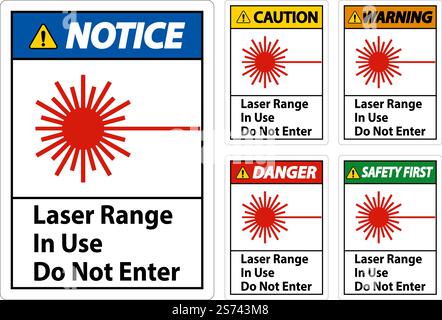 Laser Range In Use Do Not Enter Sign Stock Vector